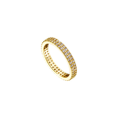 Amulet metal gold-plated ring with rows of white zircons 0.3 cm 04L15-00643