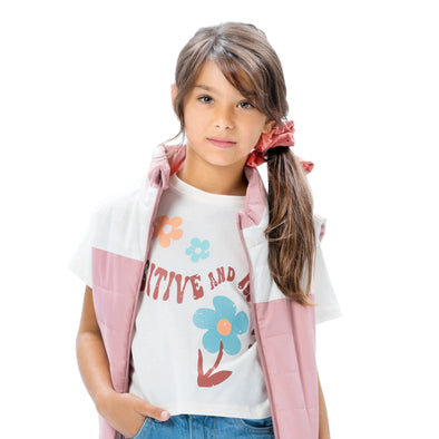 Παιδική μπλούζα κροπ με τύπωμα για κορίτσι | ΚΡΕΜ 16-224244-5