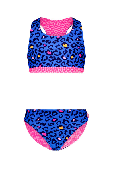 J302-5020 Girls reversible sporty bikini 175 - Wild panter