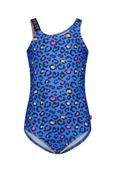 Girls aop swimsuit and branded elastic strap 175 - Wild panter J302-5027