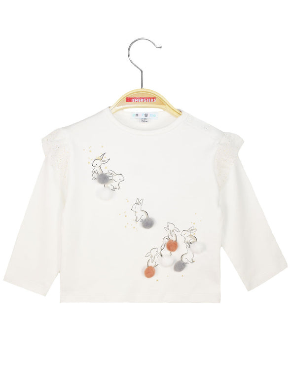 Bunny print blouse with decorative pon pon Energiers 14-121403-5