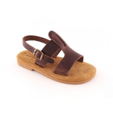 Brown Kids Leather Sandals by JLV016