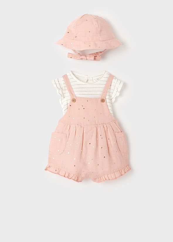 Short dungaree w/hat set 1621-057 Nude