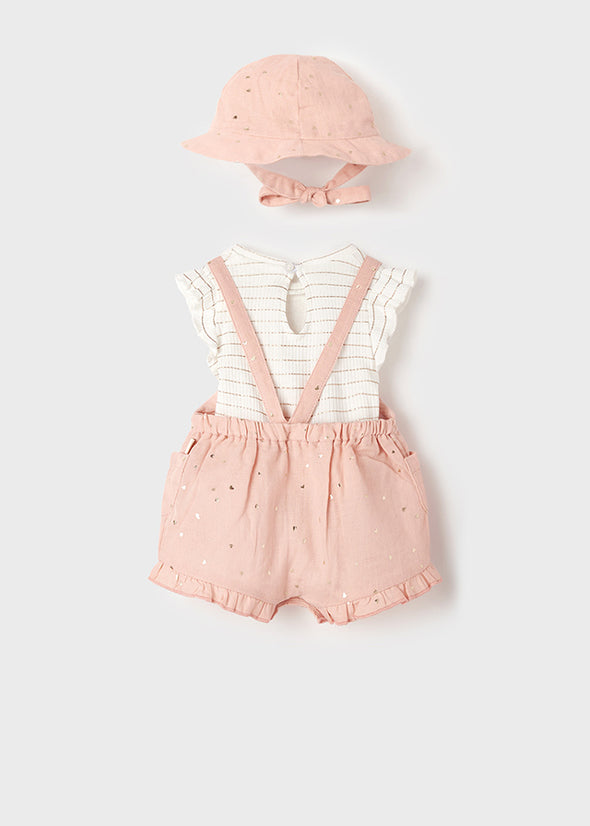 Short dungaree w/hat set 1621-057 Nude