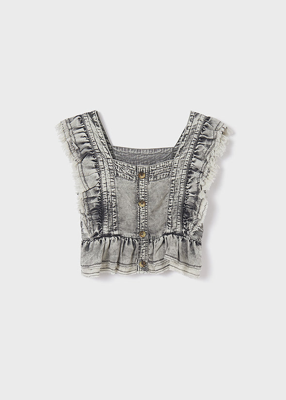 Ruffle blouse Mayoral 6124-080 Gray