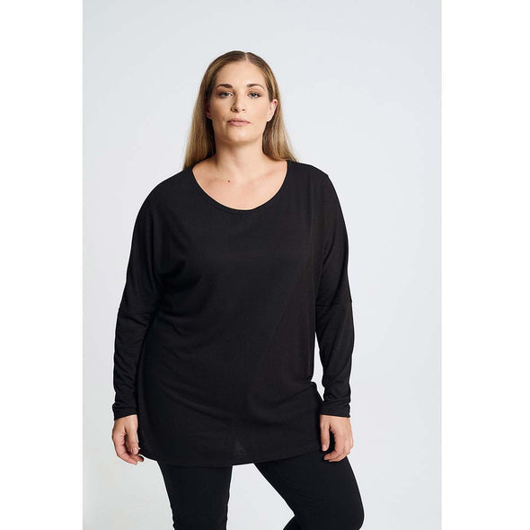 ΜΠΛΟΥΖΑ PLUS SIZE ΜΕ ΣΥΝΔΥΑΣΜΟ ΥΦΑΣΜΑΤΟΣ ΜΑΥΡΟ 1022B