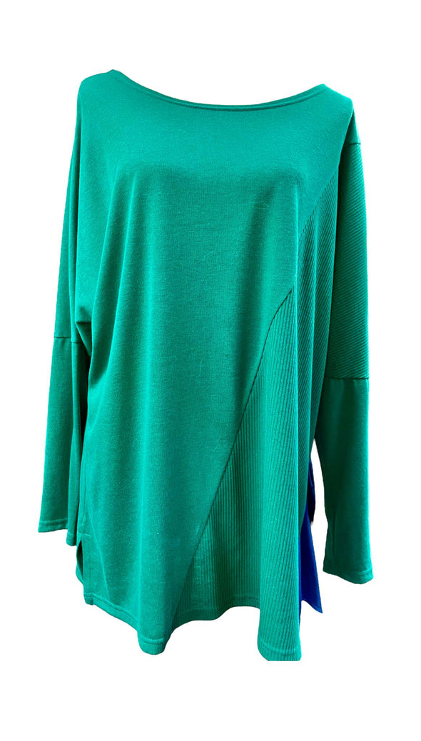 ΜΠΛΟΥΖΑ PLUS SIZE ΜΕ ΣΥΝΔΥΑΣΜΟ ΥΦΑΣΜΑΤΟΣ GREEN 1022G