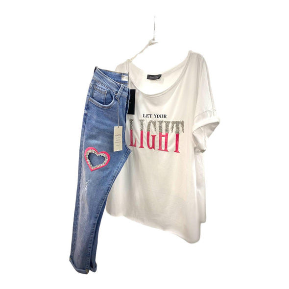 T-Shirt Let Your Light - Over Size - Κοντό Μανίκι  12-0120