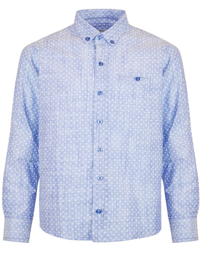 Cotton shirt with printed pattern and button on the sleeve for conversion into short sleeve Energiers 42-220192-4-057