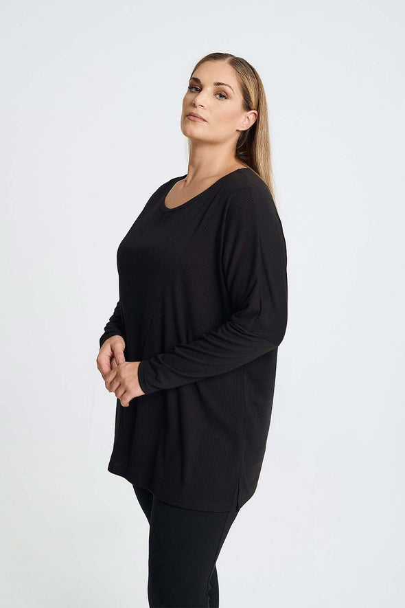 ΜΠΛΟΥΖΑ PLUS SIZE ΜΕ ΣΥΝΔΥΑΣΜΟ ΥΦΑΣΜΑΤΟΣ ΜΑΥΡΟ 1022B