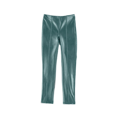 Synthetic leather leggings Green 12-07736-038