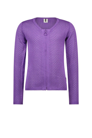 Girls open dot knitted cardigan with zipper closure 601 - purple Y202-5382