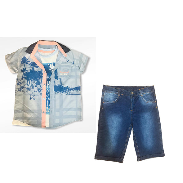 Boy 3P Shirt Set - Blouse - Bermuda Jeans JLV5478